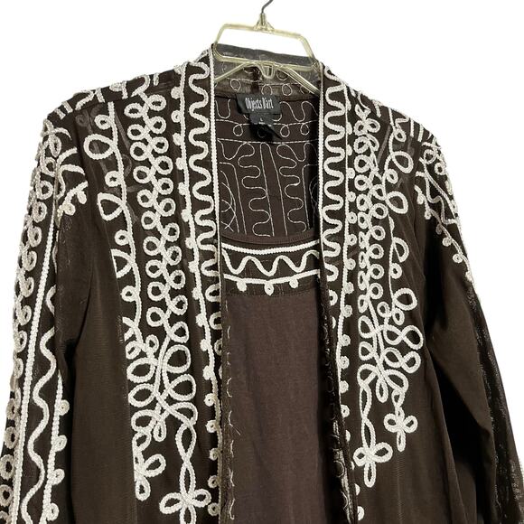 Boho Embroidered Blouse Black and White L (2906) - Picture 3 of 5